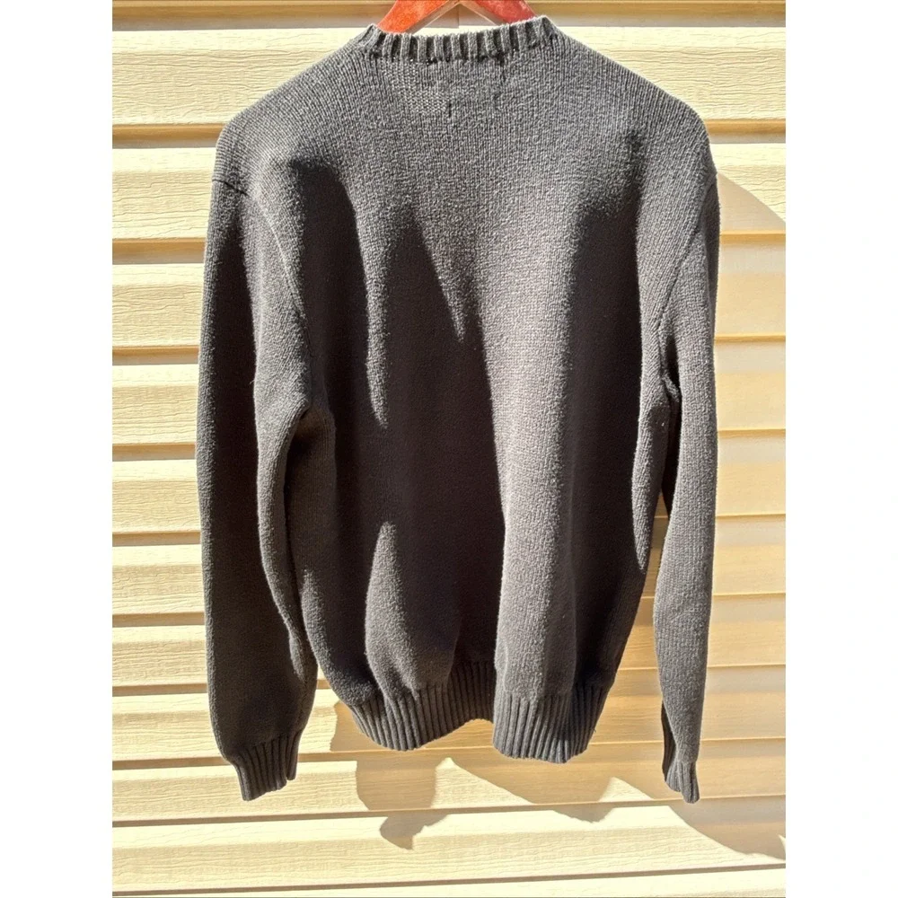 VTG Polo Ralph Lauren Sweater Mens Large Black Crewneck Pima Cotton Purple Pony